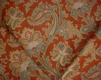 5-1/8 yards Lee Jofa 2000128 Giavanni Paisley in Nutmeg - Luxury Floral Paisley Linen Print Drapery Upholstery Fabric - Free Shipping