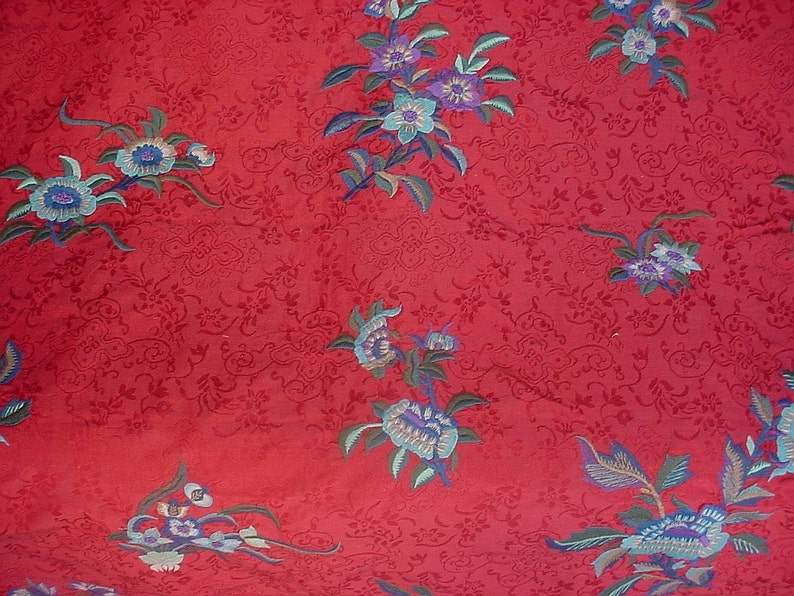 3 yards Rare Ralph Lauren LFY65342F Calton Lees in Laquer Embroidered Silk Linen Upholstery Drapery Fabric Free Shipping image 4