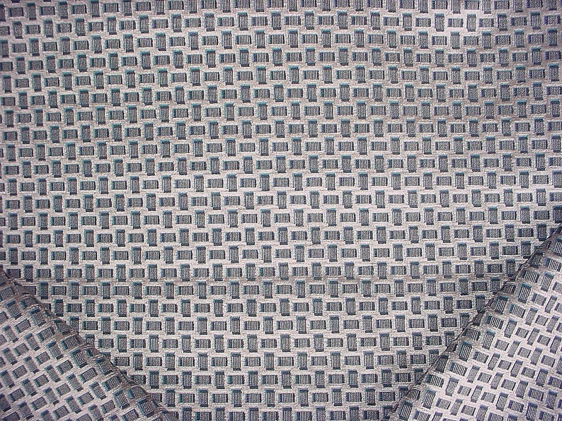 Luxurious Silver Blue Textured Lattice Velvet Upholstery Fabric Free Shipping 4-12 yards Jim Thompson JT013705 Quadrato in Zinc