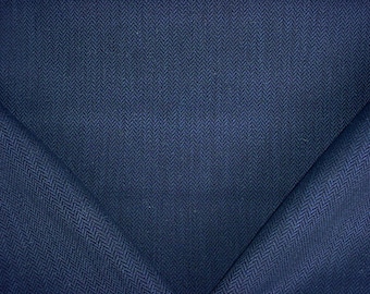 2-1/8 yards Clarence House 34735 Poggio in Navy - Lined Silk Wool Linen Herringbone Upholstery Drapery Fabric - Free Shipping