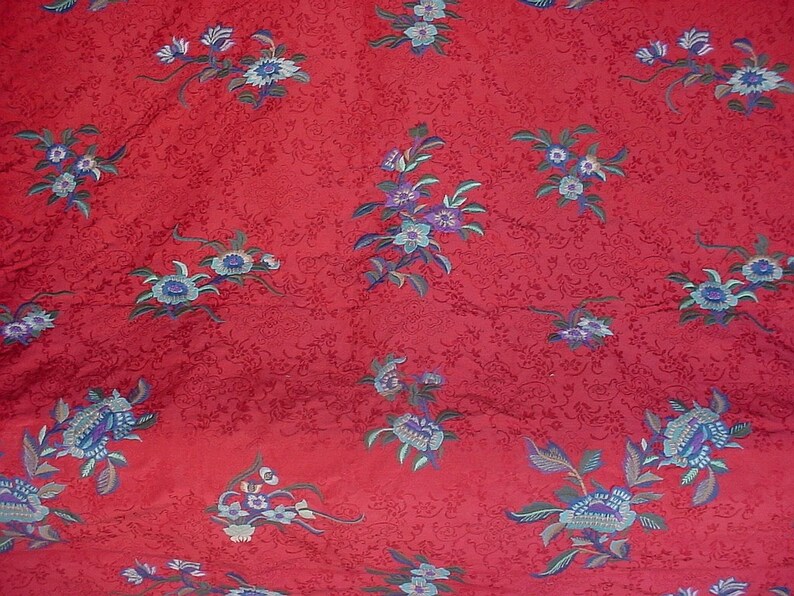 3 yards Rare Ralph Lauren LFY65342F Calton Lees in Laquer Embroidered Silk Linen Upholstery Drapery Fabric Free Shipping image 5