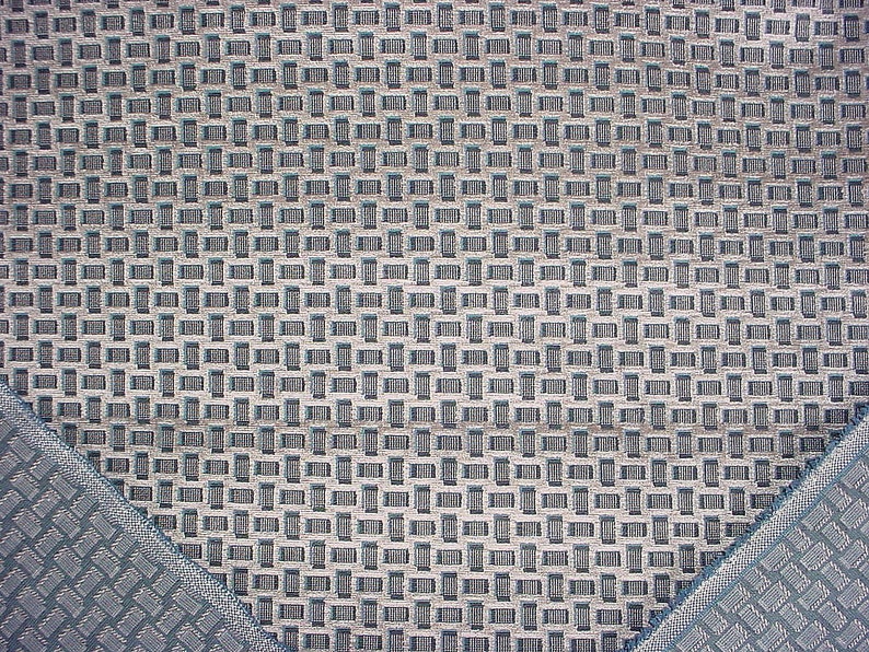 Luxurious Silver Blue Textured Lattice Velvet Upholstery Fabric Free Shipping 4-12 yards Jim Thompson JT013705 Quadrato in Zinc