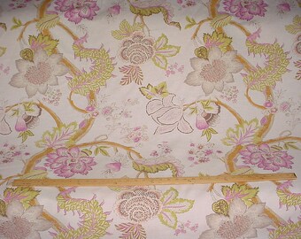 12-5/8 yards Acquitaine of England Llyta Canovas - Large Scale Country French Luxury Linen Print Drapery Upholstery Fabric - Free Shipping
