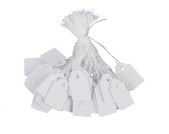 US Seller Price Tags String Jewelry Paper White Hang 1" 1.5" Professional Lot 20 25 Small Pre-Strung Wholesale Commercial Clothing Accessory