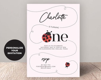 Ladybug Invitation | Ladybug Birthday Invitation | Ladybug Party Invite | Little Lady | Summer Spring Birthday CUSTOM DIGITAL DOWNLOAD