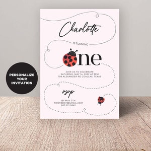 Ladybug Invitation | Ladybug Birthday Invitation | Ladybug Party Invite | Little Lady | Summer Spring Birthday CUSTOM DIGITAL DOWNLOAD