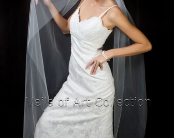 Designer Bridal Waltz 1 Tier Veil with Raw Edge Style VE222