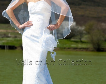 1T Soft Fingertip Veil Bridal Veil Wedding Veil 1/8" Satin Cord TVE219  CUSTOM VEIL