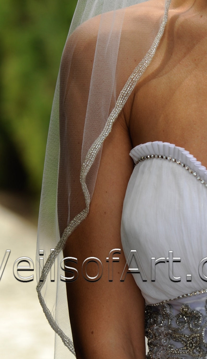 Designer One Tier Embroided Bridal Wedding Veil Fingertip Style VE306 NEW CUSTOM VEIL