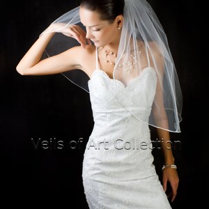 1T Elbow/Waist Bridal Wedding Veil 1/8 Satin Cord Trim VE208 white, ivory NEW CUSTOM VEIL image 4