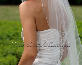 Designer One Tier Embroided Bridal Wedding Veil Fingertip Style VE314 NEW CUSTOM VEIL