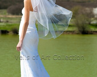 Soft  Bridal Veil  Wedding Veil Fingertip 1/8" Satin Cord VE218  CUSTOM VEIL
