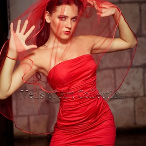 NWT 2T Halloween Gothic Red Veil with 1/8&quot; satin cord