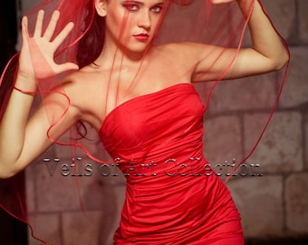 NWT 2T Halloween Gothic Red Veil with 1/8" satin cord