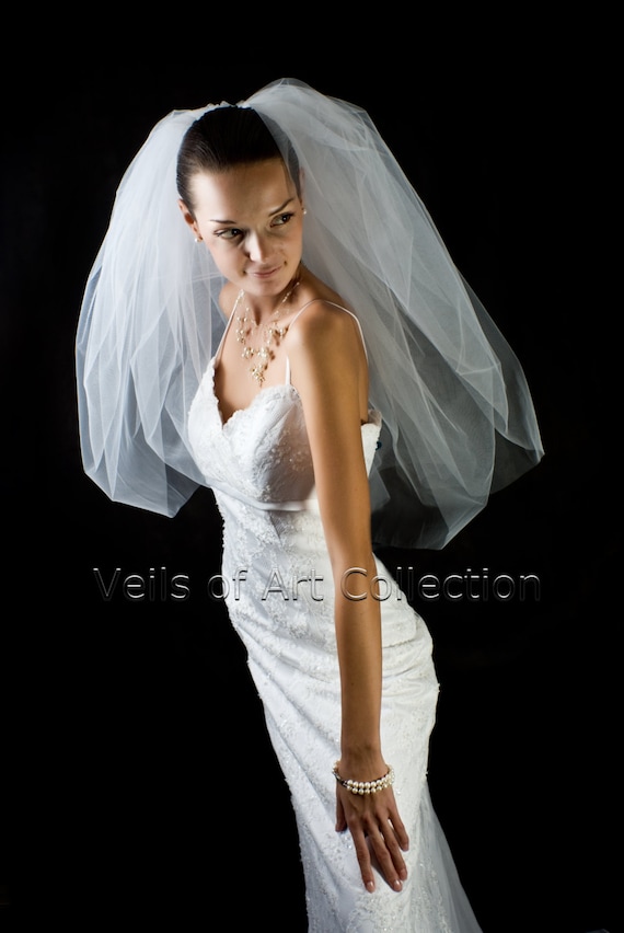NWT 2 Tier Elbow Length BUBBLE Veil Extra Full Style VE701  display picture 1