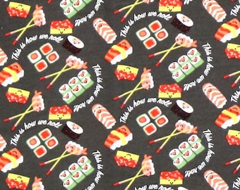 1 yards SUSHI print fabic, 100% cotton FLANNEL  fabric by the yard