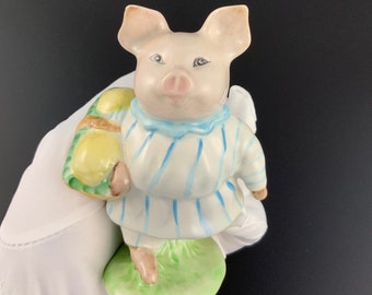 Vintage Beatrix Potter Beswick Pottery Little Pig Robinson Figurine BP2A Gold Oval