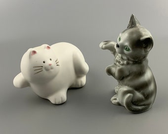 ヴィンテージ ゲーベル 猫の置物 てんとう虫付き 2 1/2 インチ