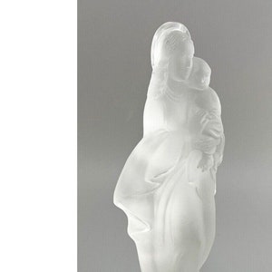 Vintage Czech Bohemian Frosted Crystal Madonna and Child Figurine, Virgin Mary and Baby Jesus Statue,  Christian Gift, Home Decor Art