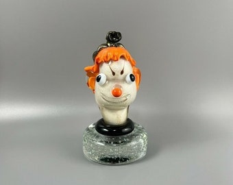 Alfredo Barbini Clown, Muranoglas, Briefbeschwerer Vintage, venezianisches Glas, Clownfigur, Clowncore Orange Haarclown, Clown Home Decor Geschenk