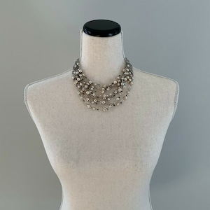 Vintage Signed Miriam Haskell Baroque Pearl Seed Bead Multi Strand Necklace