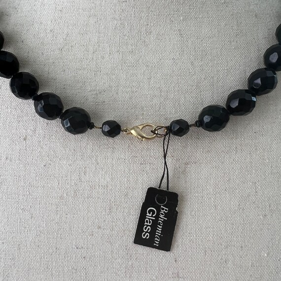 Art Deco Original Black Glass & Clear Frosted Glass Bead