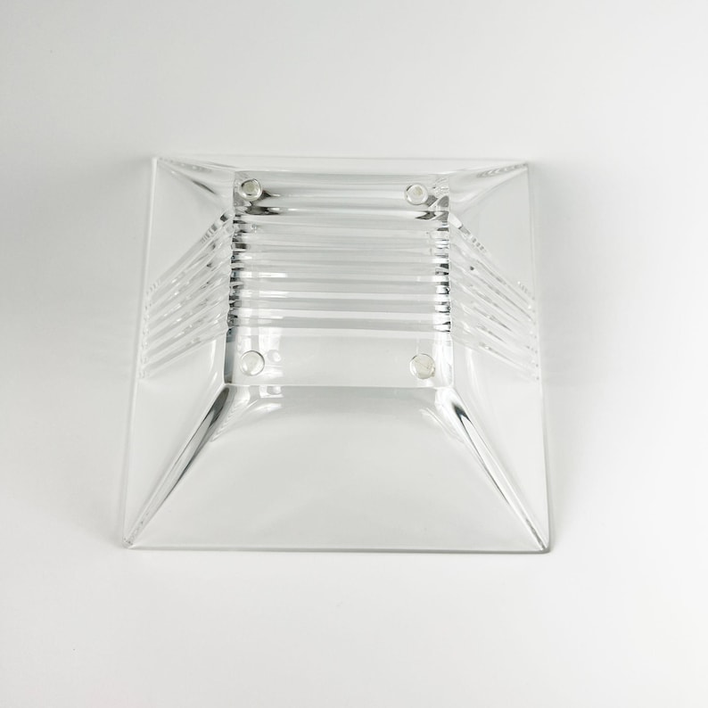 Tiffany & Co Metropolis Art Deco Crystal Bowl | Large Square Glass Dish | Modern Table Console Decor | Luxury Glassware | Gift image 8