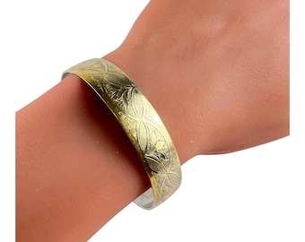 Vintage Danecraft Sterling Silver Vermeil Cuff Bracelet