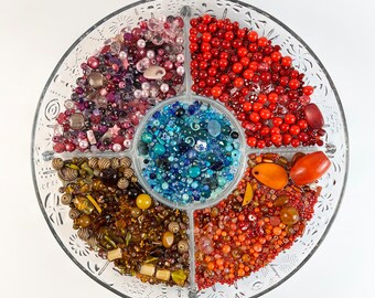 Bead Mix Color Wheel, Bead Soup, Harvested Upcycled Beads for Jewelry / Crafts,  Bead Destash, Grab Bag, Random Bead Lot