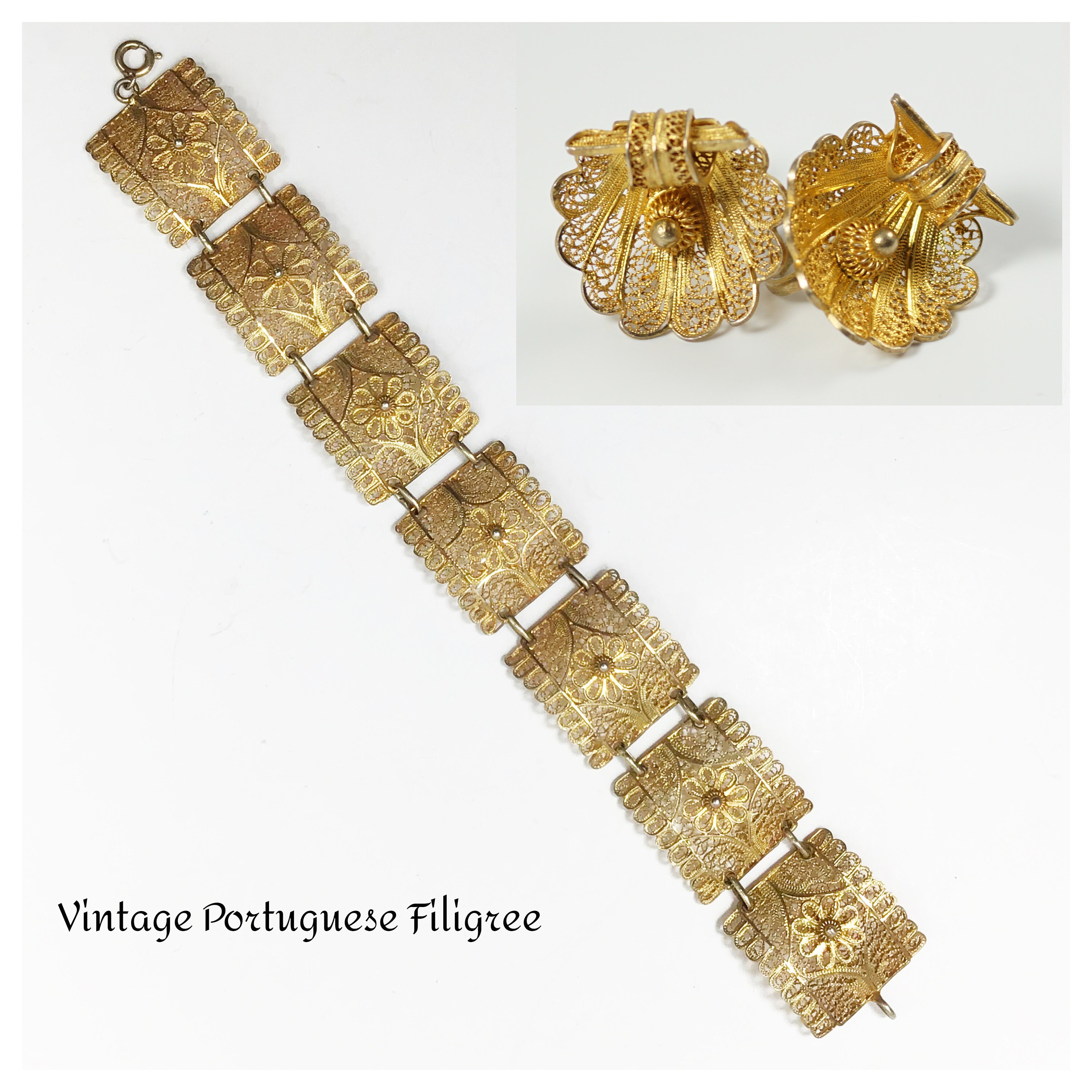 Vintage Portuguese Filigree Jewelry Filigree Earrings Etsy