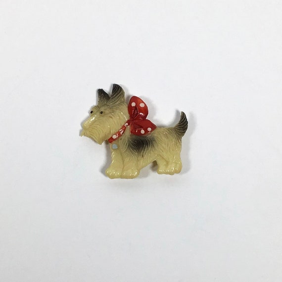 Celluloid Jewelry, Celluloid Brooch, Scottie Dog … - image 4