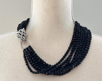 送料・関税込★BLACKPURPLE★Petit B Pearl Layered Necklace★ Multi Layer Black Pearl Necklace With Cross, Goth Wedding