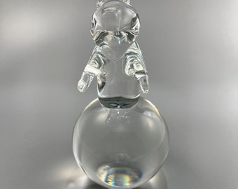 Vintage Steuben Clear Glass Bear Paperweight by David Dowler, Collectible Art Glass