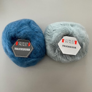 Vintage Georges Picaud Tricheuse Made in France Kid Mohair Wool Blend Yarn Blue and Seafoam