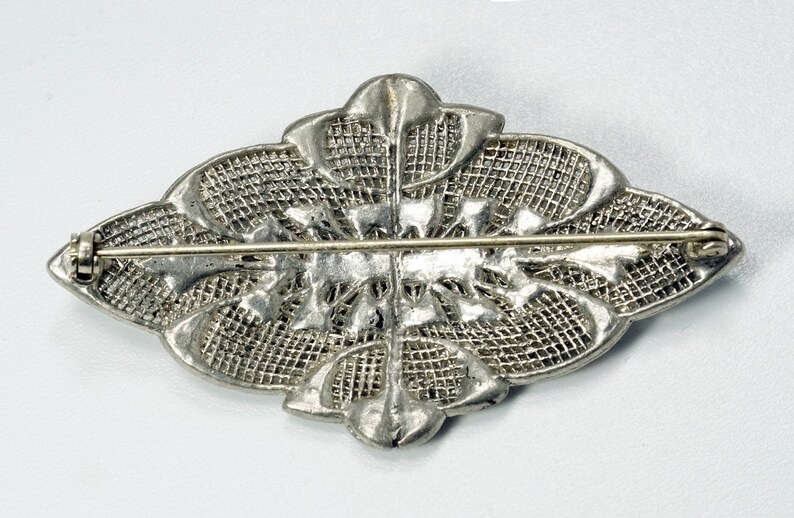 Art Deco Brooch Vintage Art Deco Pot Metal Rhinestone Paste Brooch Pin Rhinestone Brooch Silver Brooch Pot Metal Brooch Diamante Brooch