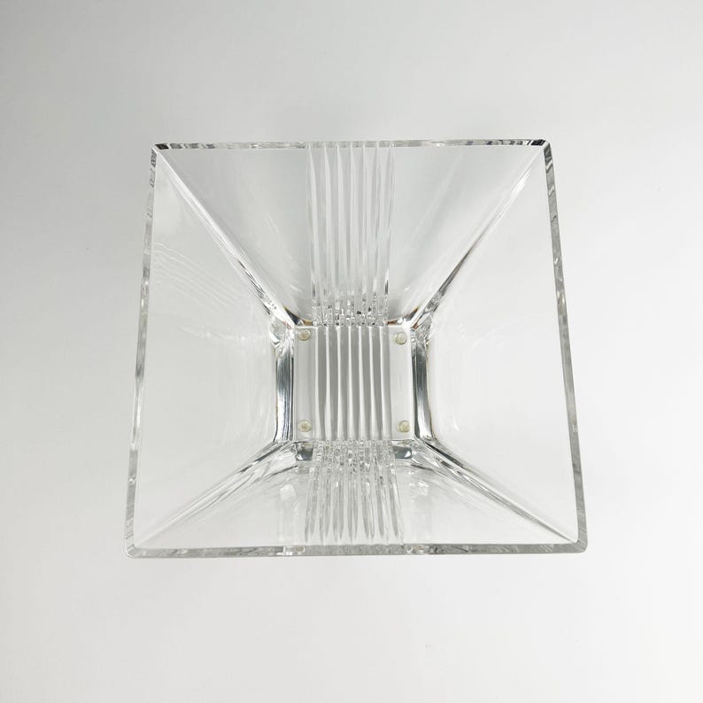 Tiffany & Co Metropolis Art Deco Crystal Bowl | Large Square Glass Dish | Modern Table Console Decor | Luxury Glassware | Gift image 3