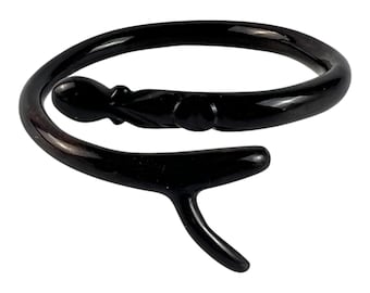 Vintage Hawaiian Black Coral Wraparound Snake Bangle Bracelet XS