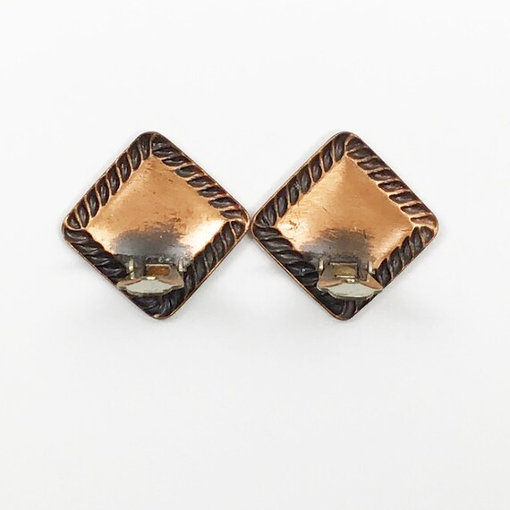 Vintage Frank Rebajes Enamel Copper Clip On Earri… - image 4