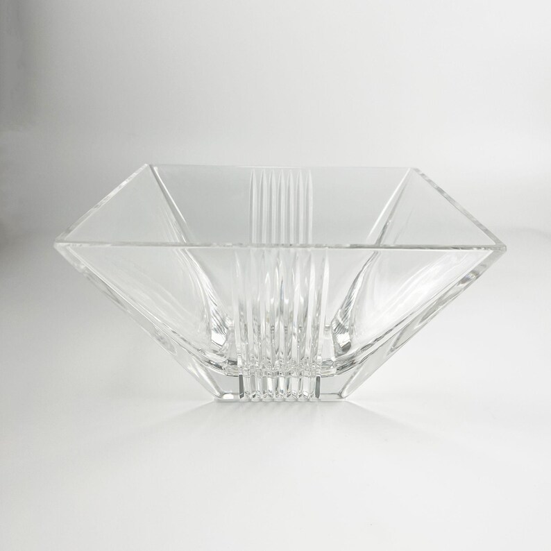 Tiffany & Co Metropolis Art Deco Crystal Bowl | Large Square Glass Dish | Modern Table Console Decor | Luxury Glassware | Gift image 12