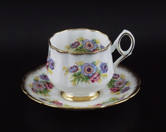 Vintage Taylor and Kent Elizabethan Bone China Teacup and Saucer, English Porcelain, Floral Teacup, Gift Idea