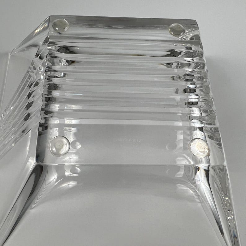 Tiffany & Co Metropolis Art Deco Crystal Bowl | Large Square Glass Dish | Modern Table Console Decor | Luxury Glassware | Gift image 9