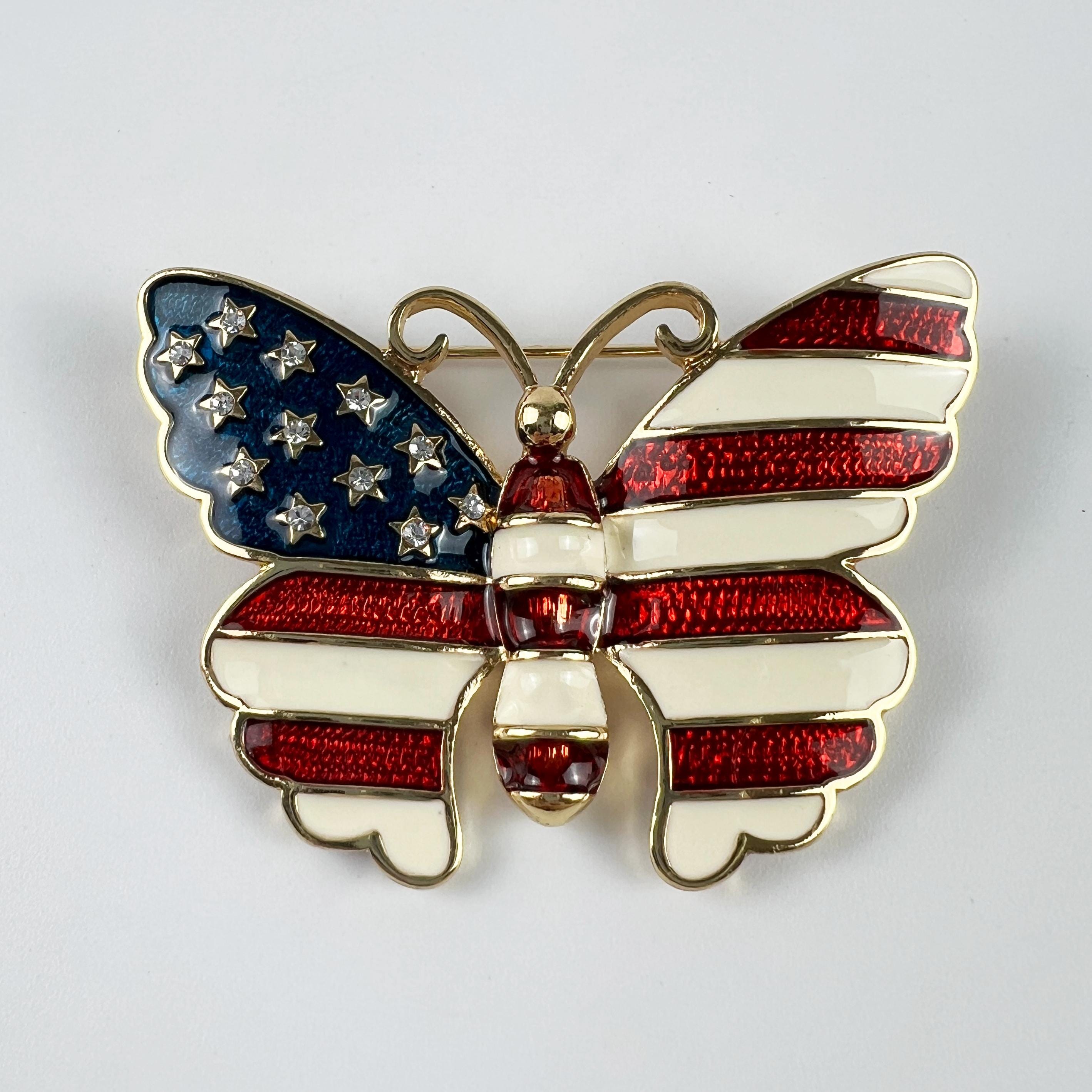 Broche Papillon Joan Rivers Rose Bordeaux - Printemps, Neuf Sans Emballage