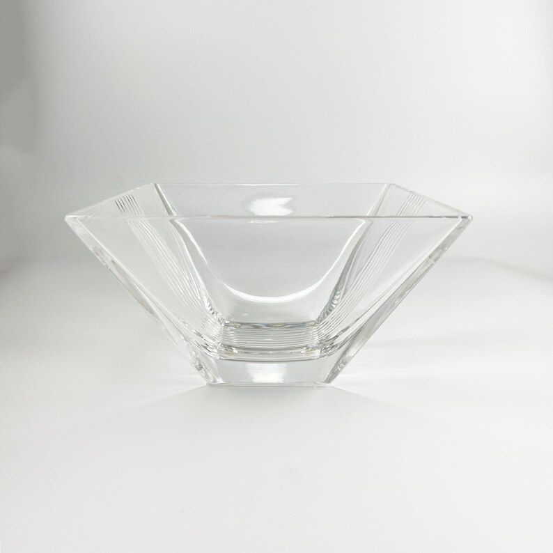 Tiffany & Co Metropolis Art Deco Crystal Bowl | Large Square Glass Dish | Modern Table Console Decor | Luxury Glassware | Gift image 7