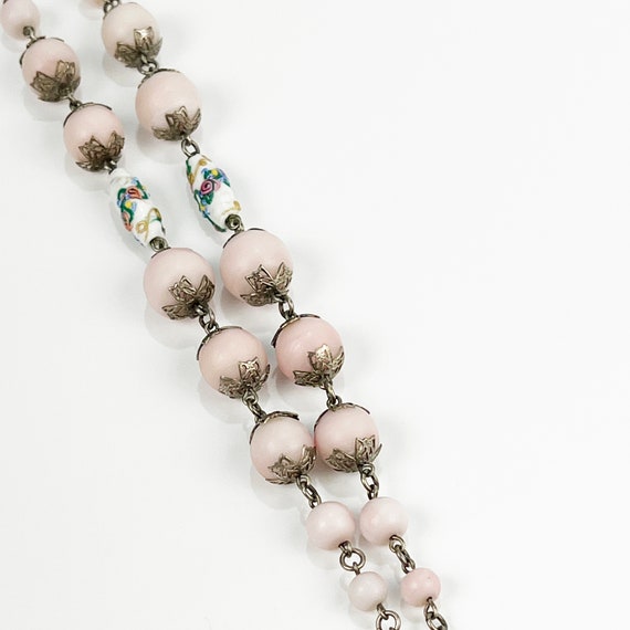 Vintage Wedding Cake & Pale Pink Glass Bead Y Dro… - image 4