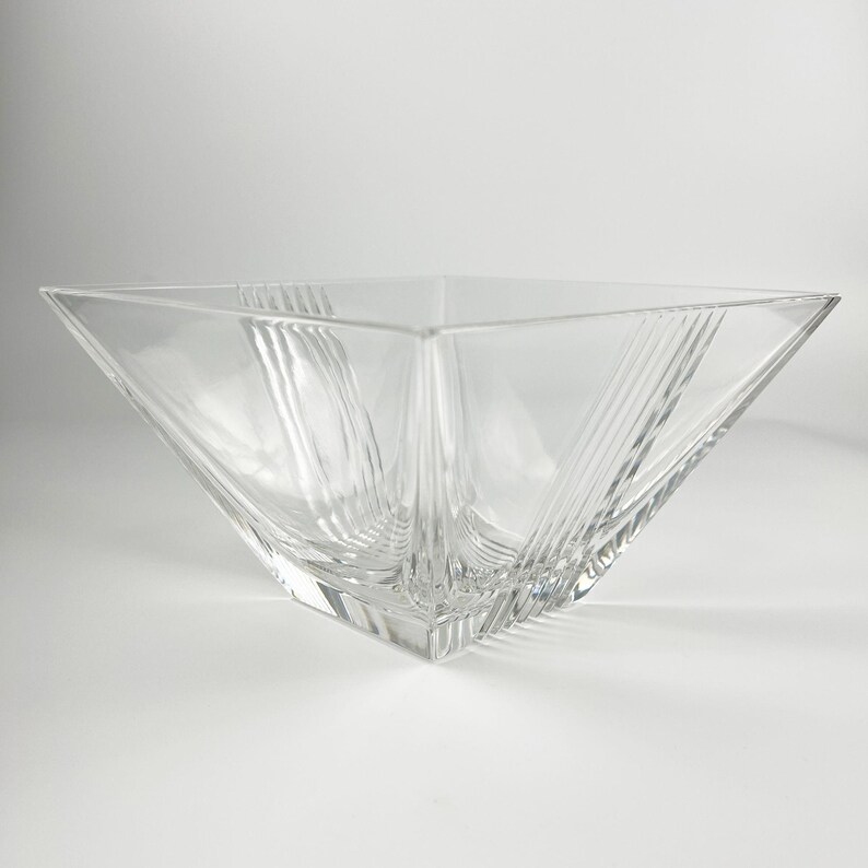 Tiffany & Co Metropolis Art Deco Crystal Bowl | Large Square Glass Dish | Modern Table Console Decor | Luxury Glassware | Gift image 6