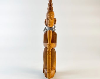Vintage Besmo Kenya African Art Hand Carved Wood Figure Figurine Statue, Ethnic Tribal Home Decor, Shelf Tabletop