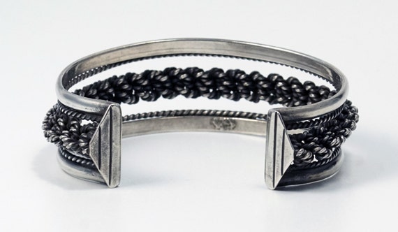 Boho Cuff Bracelet, Sterling Silver Cuff, Ethnic … - image 4