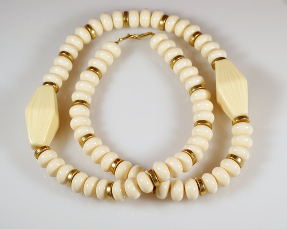 Vintage Napier French Faux Ivory and Gold Spacers… - image 6