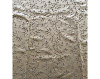 Vintage Gold Toasted Wheat Jacquard Upholstery Fabric Floral Leaf Trail