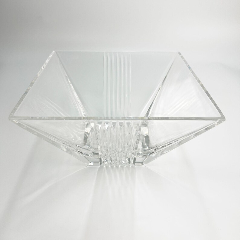 Tiffany & Co Metropolis Art Deco Crystal Bowl | Large Square Glass Dish | Modern Table Console Decor | Luxury Glassware | Gift image 4